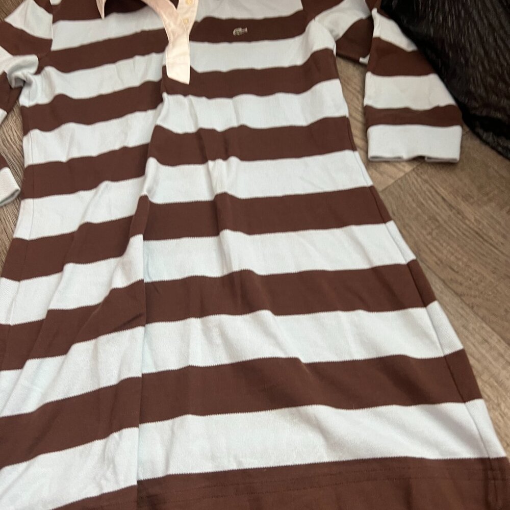 Lacoste brown and blue striped Dress size 40 - Picture 4 of 7
